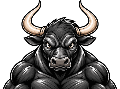 Angry black bull